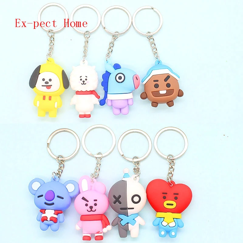 

FREE SHIPPING BY DHL 100pcs/lot New Cute Animals Keychains Rabbit Sheep Dog Keyrings Kids Gifts