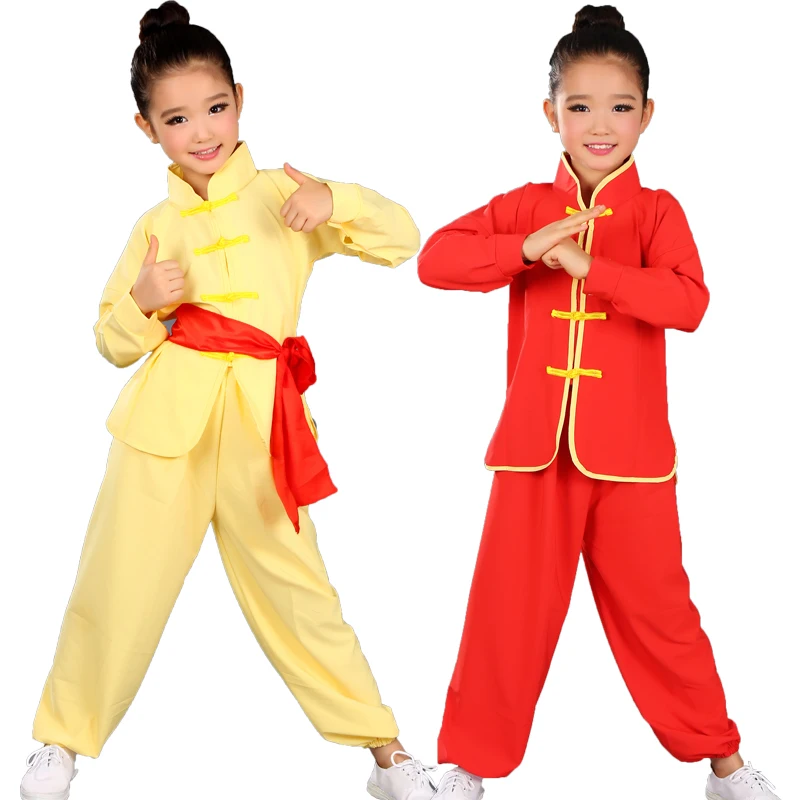 Kid Adult Kung Fu Uniform Traditional Chinese Clothing For Boys Girls Wushu Costume Suit Set Tai Chi Folk Performance Outfit