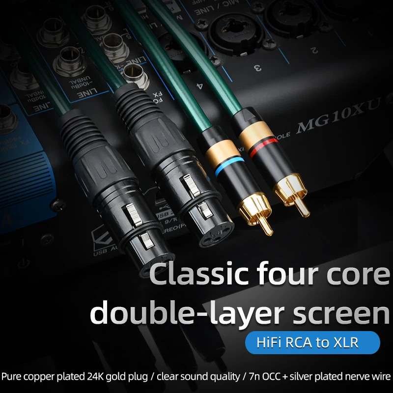 2 unids/par ATAUDIO Cable de audio HIFI RCA a XLR (macho o hembra) Cable de Audio HIFI para amplificador DAC TV/0,5 M-5 M NO1062