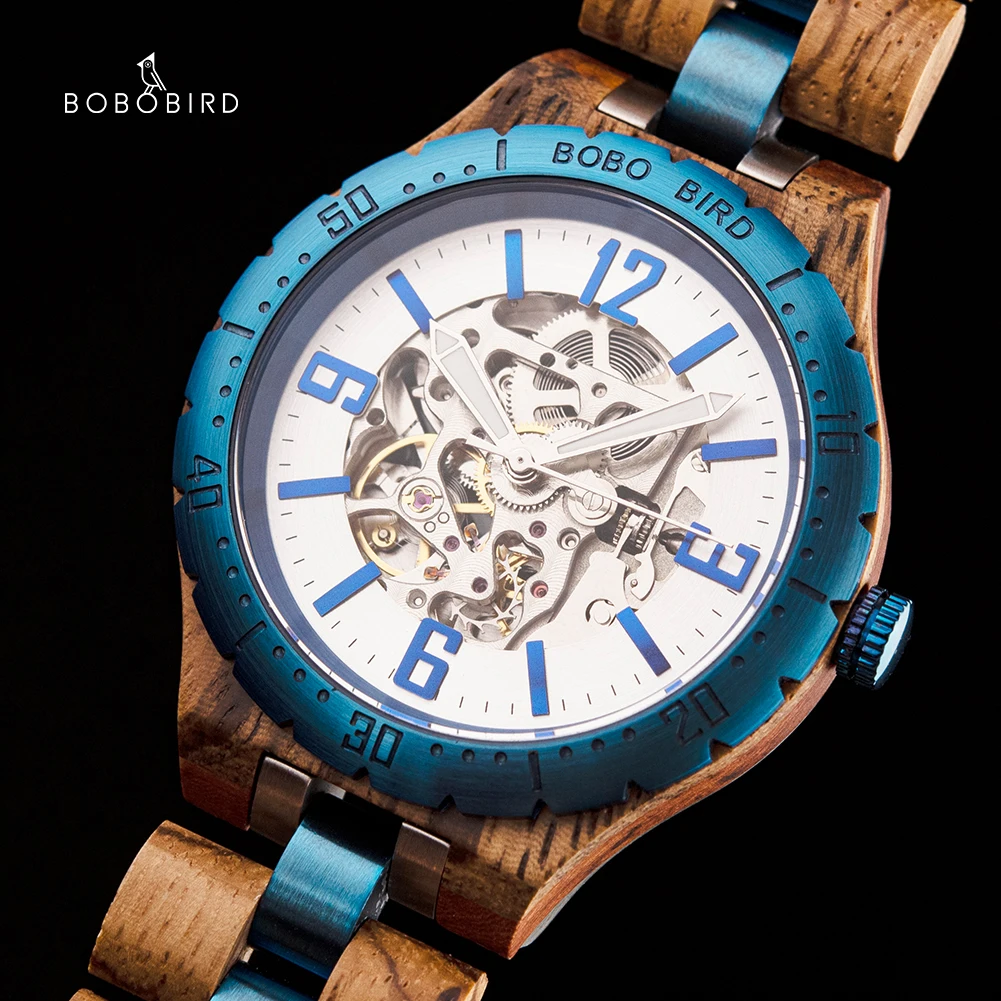 BOBO BIRD orologi meccanici automatici in legno da uomo orologi di lusso orologi uomo automatico regali di san valentino per uomo in scatola di legno