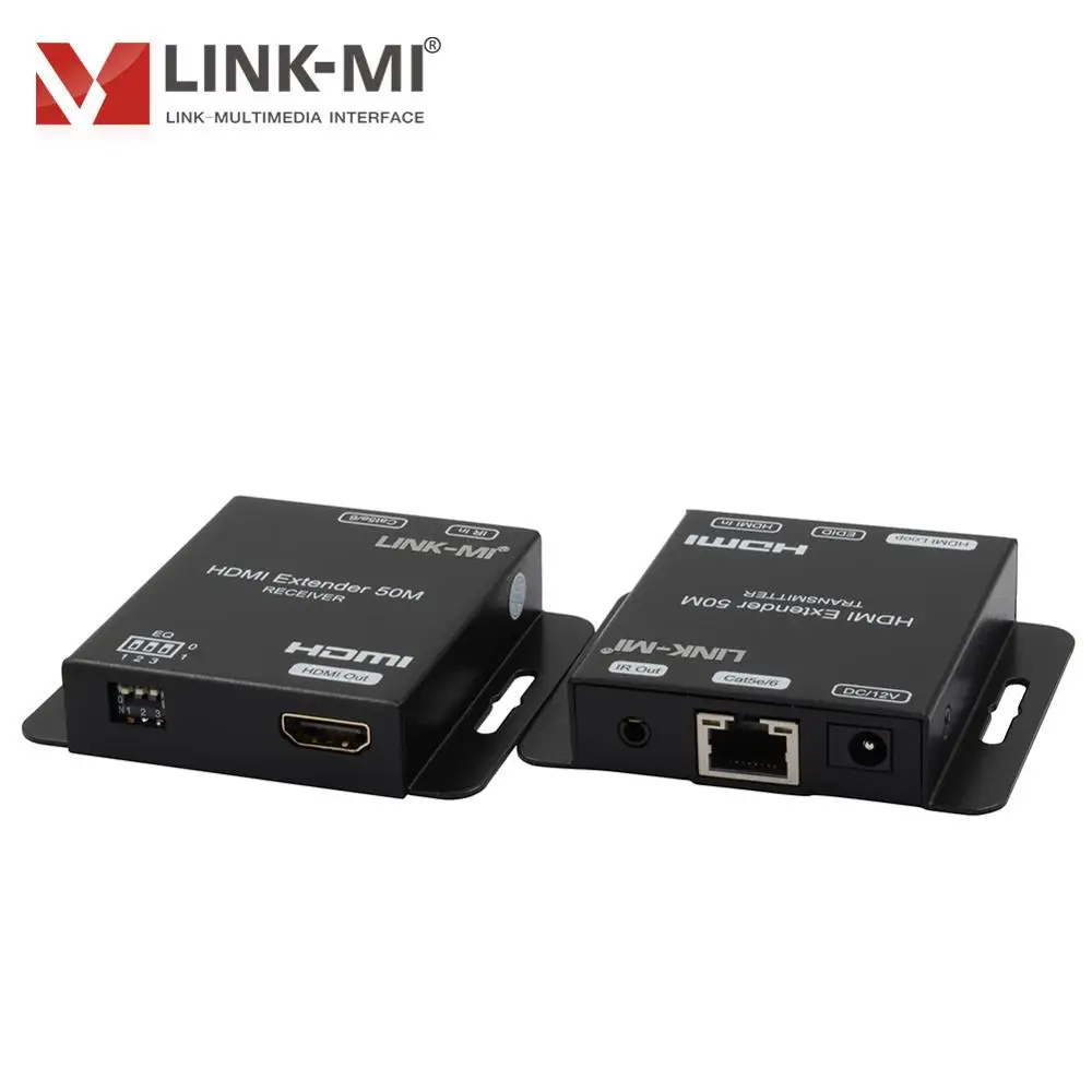 Extensor de LINK-MI 50m hdmi com laço para fora sobre o único suporte de cabo cat5e/6 1080p 60hz yuv4: 4:4 cópia local e remoto ir poc edid