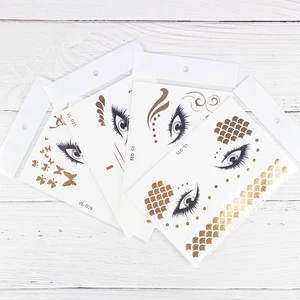 مؤقت الوجه الوشم المجوهرات ملصقات للماء الوشم المؤقت المعدني الذهب الوشم الوجه الرقبة ماكياج تاتو وهمية فتاة صائق أعلى 8 مبيعات للوشم المصري - رقم 5