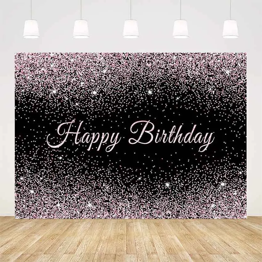 Avezano Backdrops For Photography Birthday Party Black Shiny Decorations Background Customized Poster Photo Backdrop Photocall