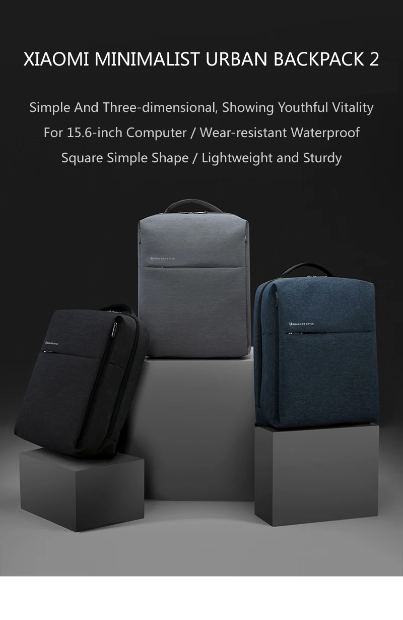 Xiaomi Rucksack Mi Minimalistischer Urbaner Lifestyle Polyester-Rucksack für Schule, Geschäft, Reisen Herrentasche mit Großer Kapazität – Detail 3