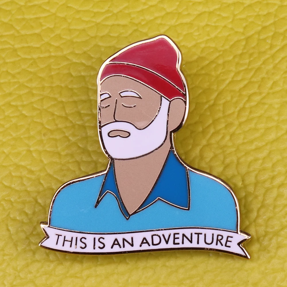 Bill Murray Enamel Brooch Steve Zissou Line Art The Life Aquatic Badge famous actor jewelry