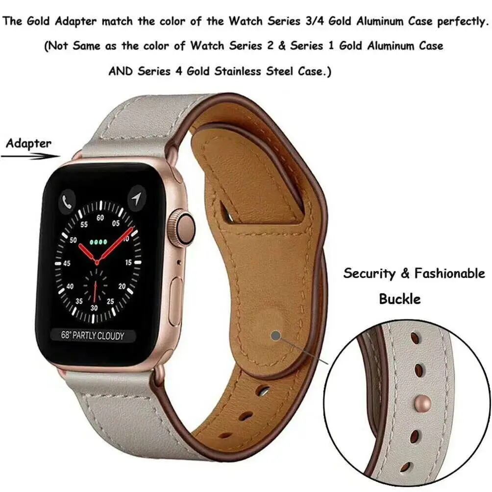 Leather Band Loop Strap For Apple Watch 4 3 2 1 38mm 40mm , Men Leather Watch Band for iwatch 5 44mm 42mm Bracelet