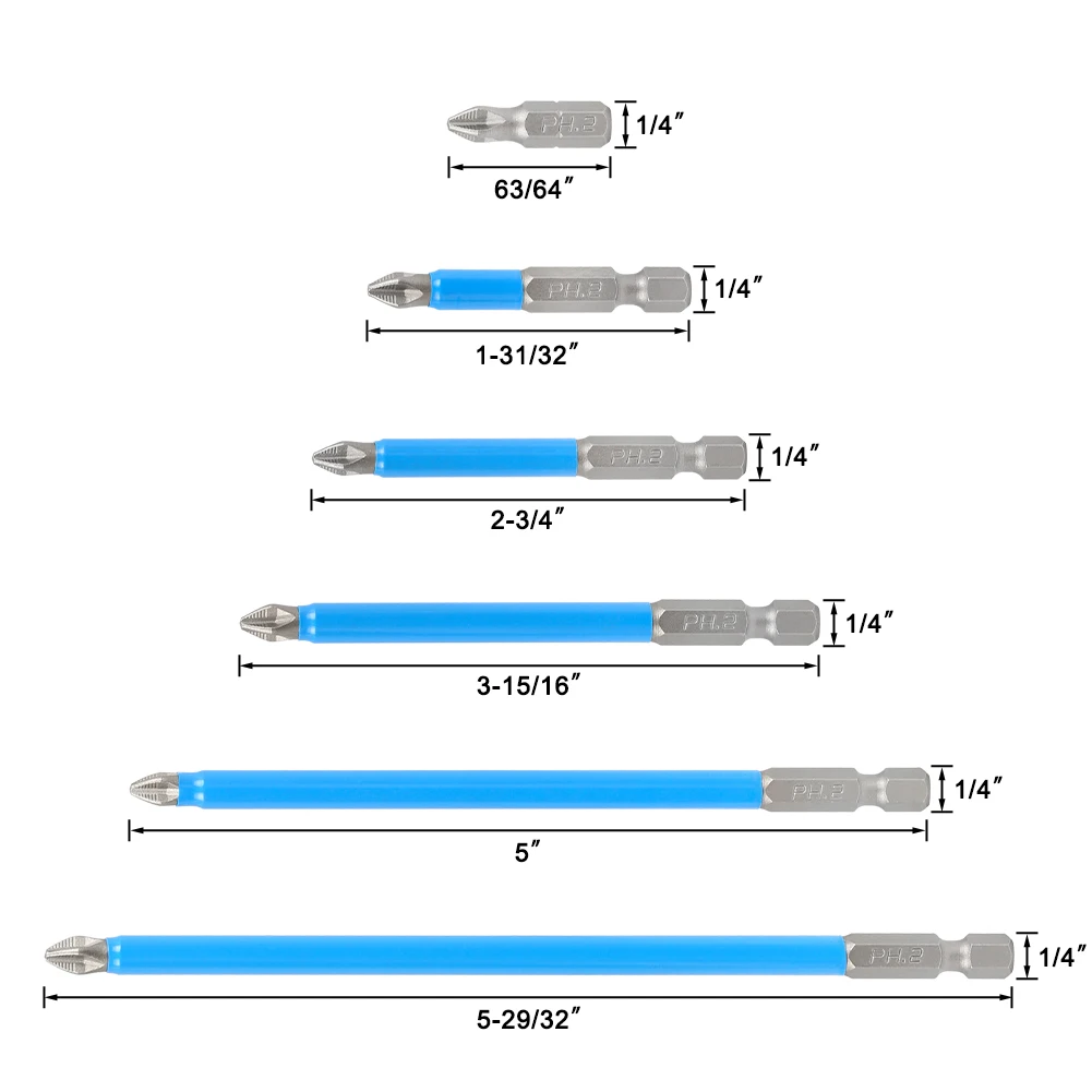1 pc 1/4" Hex Shank Fits Magnetic PH2 Long Reach Electric ARC Screwdriver Bits Exactness Single Phillips Cross Head Tool
