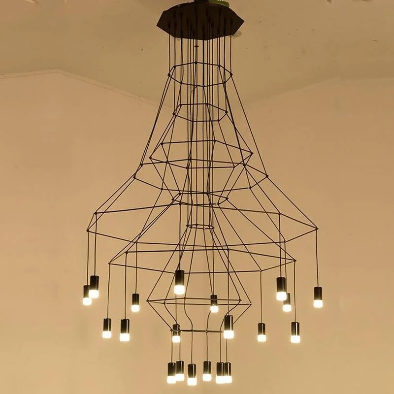 

Designer Chandelier Lighting Modern for Living Dining Room Bedroom Nordic Wireflow Lobby Staircase Loft Kitchen Hanging Lamps