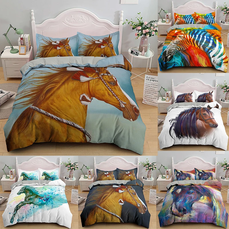 

Horse Theme Pattern 3D Printed Down Duvet Cover /Comforters Bedding Sets Home Textiles