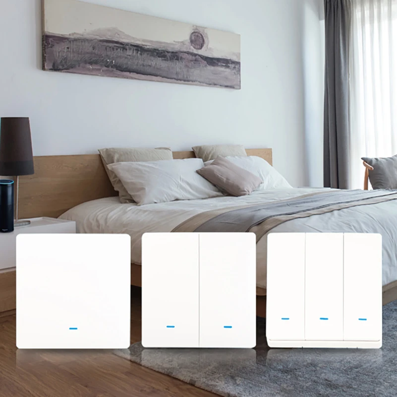 Zigbee Smart Button Wall Lamp Switch With Neutral Wire EU/UK AC90-240V Tuya Wireless Control Alexa Google Home Compatible