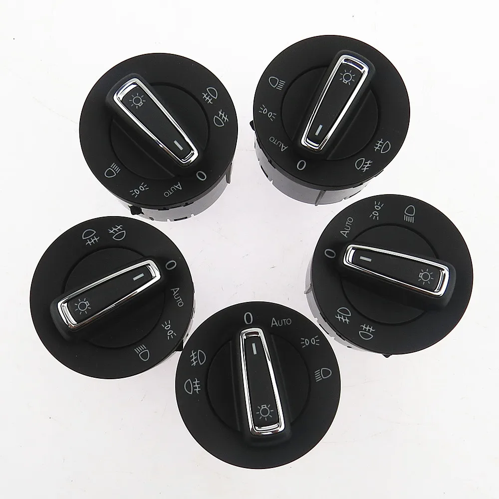 SCJYRXS 5GG941431D 5GG 941 431D 5GG 941 431 D 5 Pcs Chrome Headlight Auto Light Control Switch Knob For Golf 7 MK7 Golf VII 7