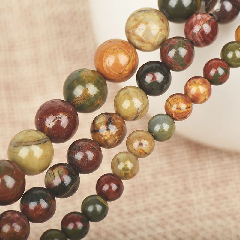 

4-10mm natural stone beads picasso stone round loose beads for jewelry making DIY handmade necklace bracelet 15inches