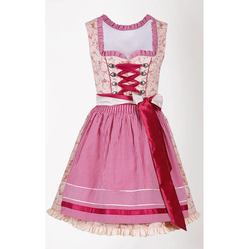 NEUE Dame Dirndl Oktoberfest Kostüm Bayerischen Nationalen Rosa Kleid Dirne Kellnerin Cosplay Karneval Phantasie Party Kleid Halloween