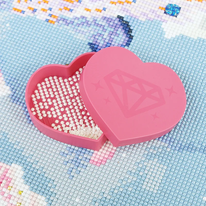 HOMFUN 3Pcs 5D Diamond Painting Tool Heart-Shaped Diamond Tray Box large-Capacity Tray Diamond Embroidery Accessories Case