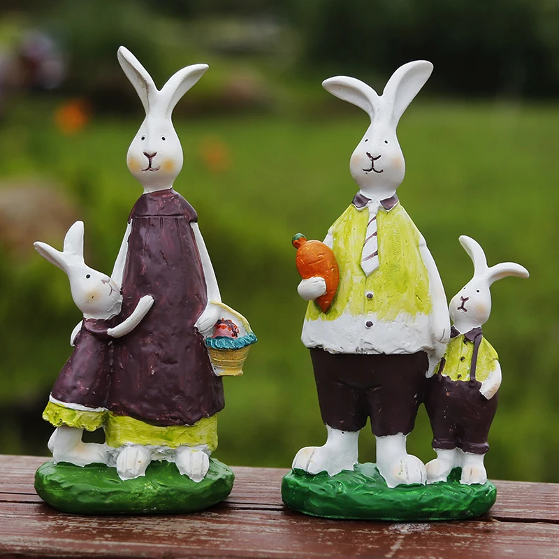 

American Resin Cute Animal Rabbit Ornaments Artwork Courtyard Garden Figurines Decoration Outdoor Park Balcony Furnishing Crafts