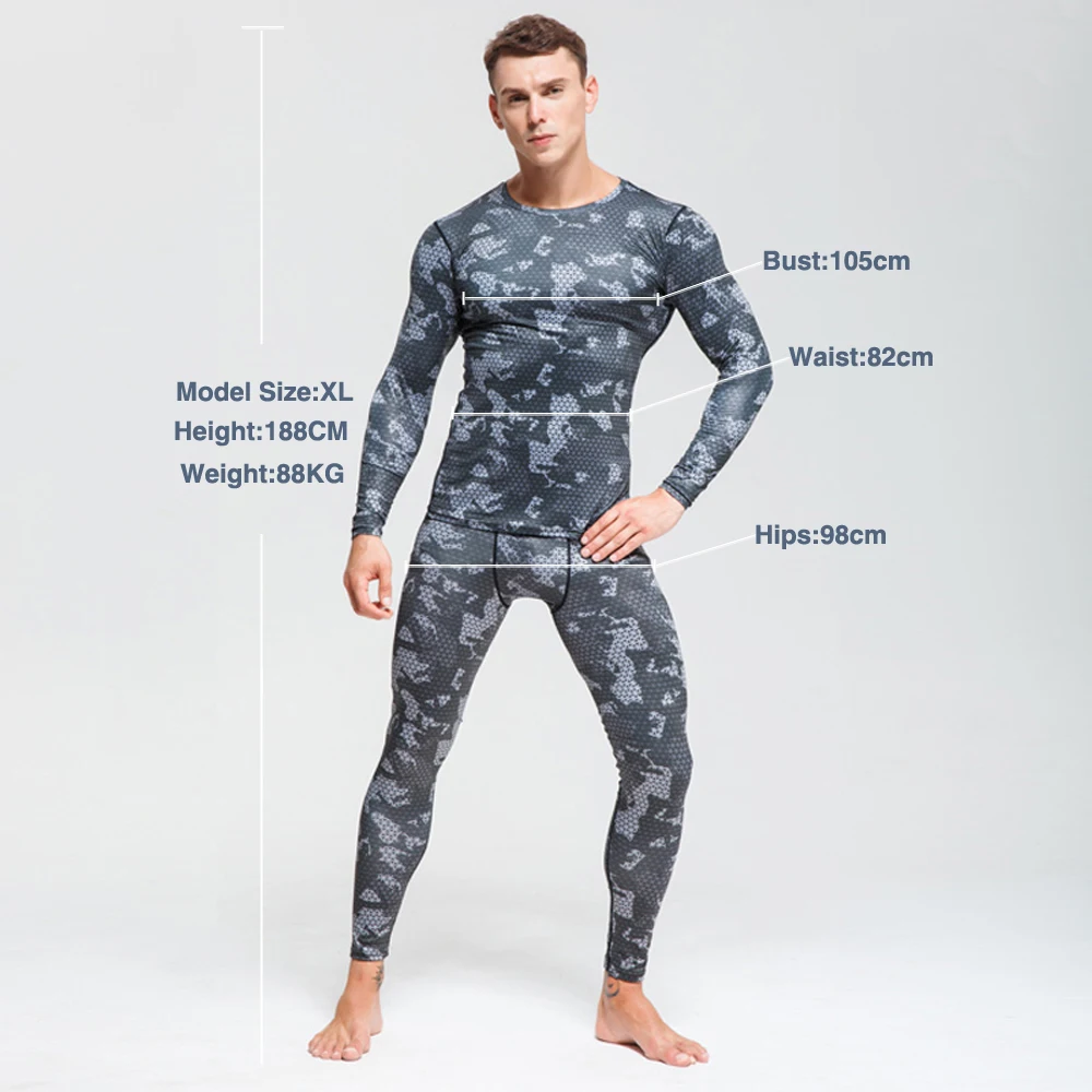 Men's Combat Camouflage Thermal Underwear Set Long Johns Winter Thermal Underwear Base layer Men Sports Compression Sports Sets