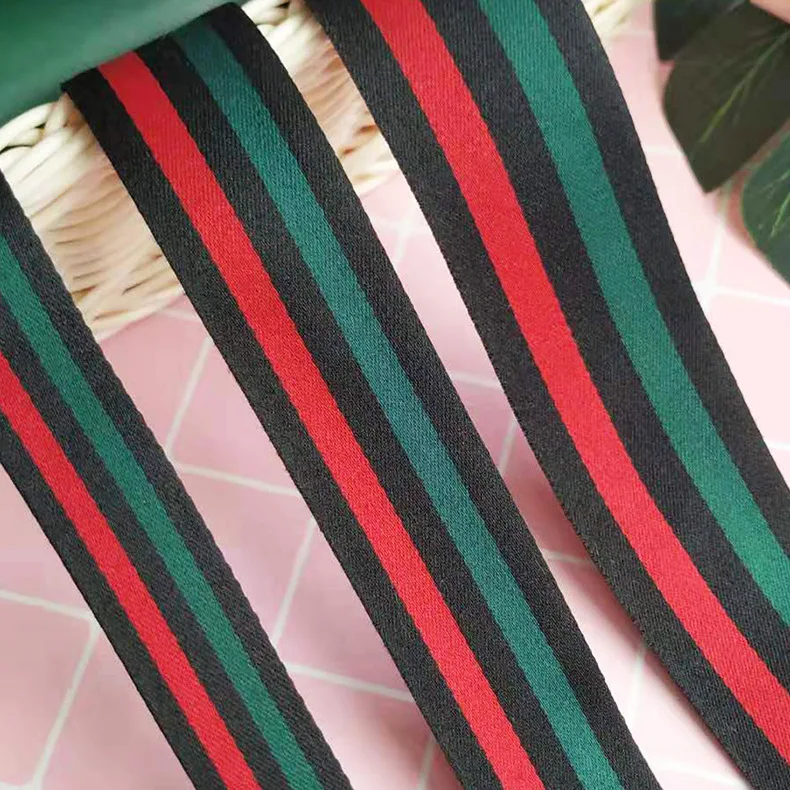 HQ 20 yards 20mm Black Red Green Stripes two tone Pet belt geschenk band trim  Webbing bias tape DIY Sewing Clothing accessories