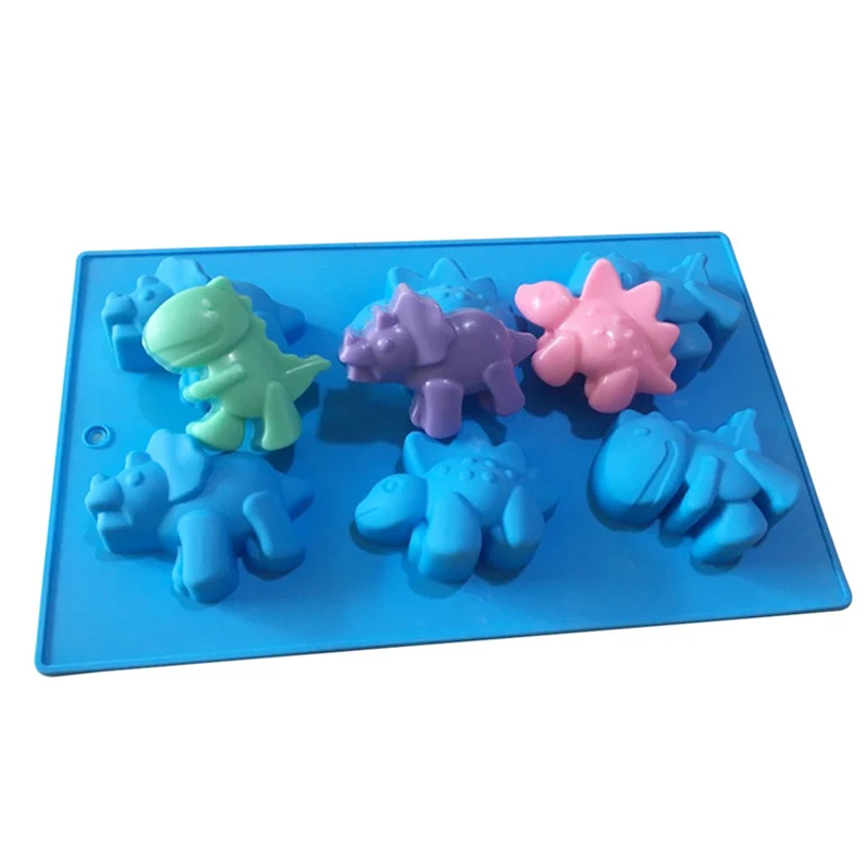 6 Cavity Silicone Chocolate Mold dinosaur mold animal cake biscuit Mold Baking flip sugar candy silicone soap mold