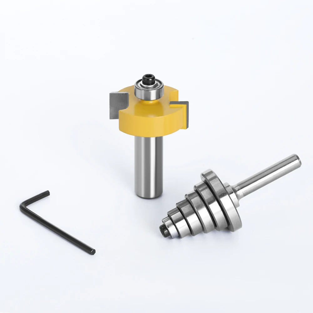 2 adet 12mm 1/2 saplı Rabbet T tipi yönlendirici Bit 6 ayarlanabilir rulmanlar rabbim Tenon freze ahşap için kesici ağaç İşleme 3020