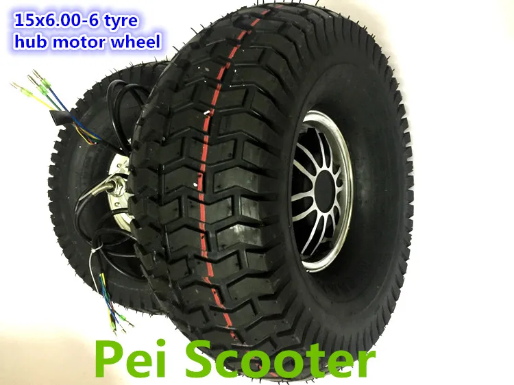 Motore senza spazzola a 15 pollici 15x6.00-6 del mozzo di cc dell\'ingranaggio della gomma BLDC a 15 pollici per il motorino DIY con la phub-70 della