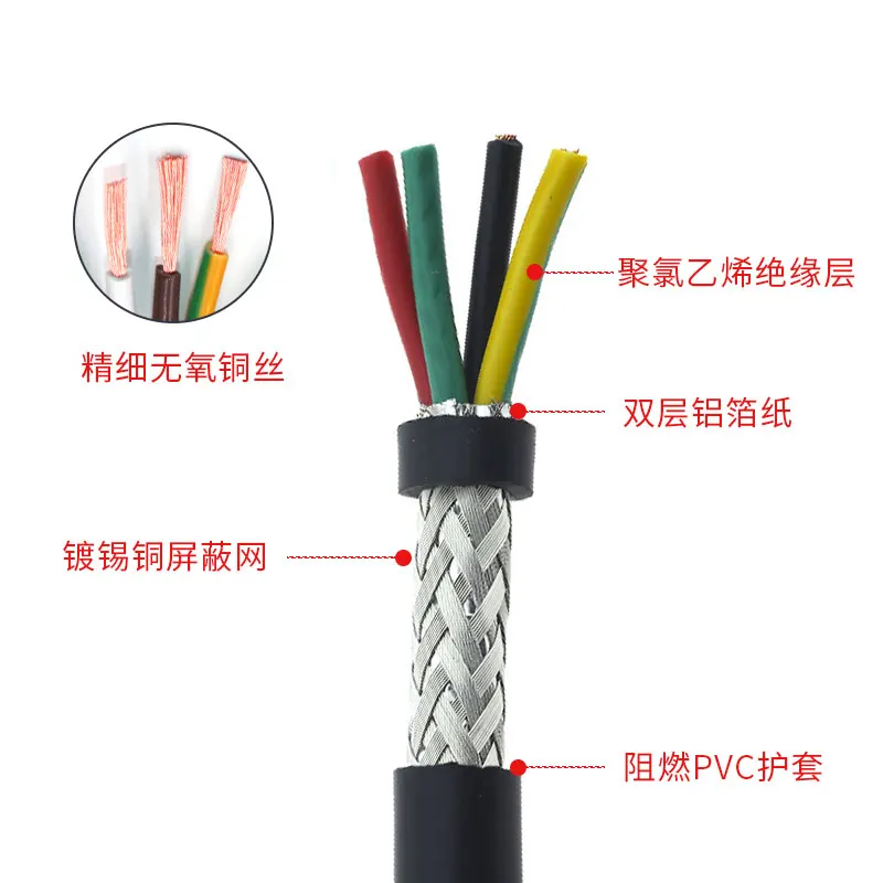 14 AWG Shielded cable wire 17 AWG 16 AWG 2/3/4/5/6-core 1meters pure copper RVVP shielded wire control cable UL2464 signal wir
