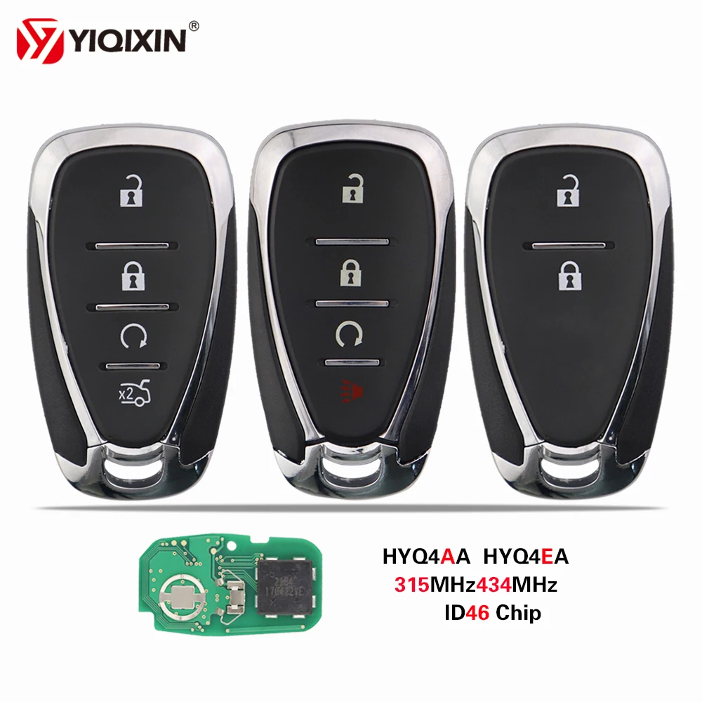 

YIQIXIN 2/4 Buttons Smart Remote Fob 434MHz ID46 Chip For Chevrolet Camaro Equinox Cruze Malibu Spark HYQ4EA With Emergency Key