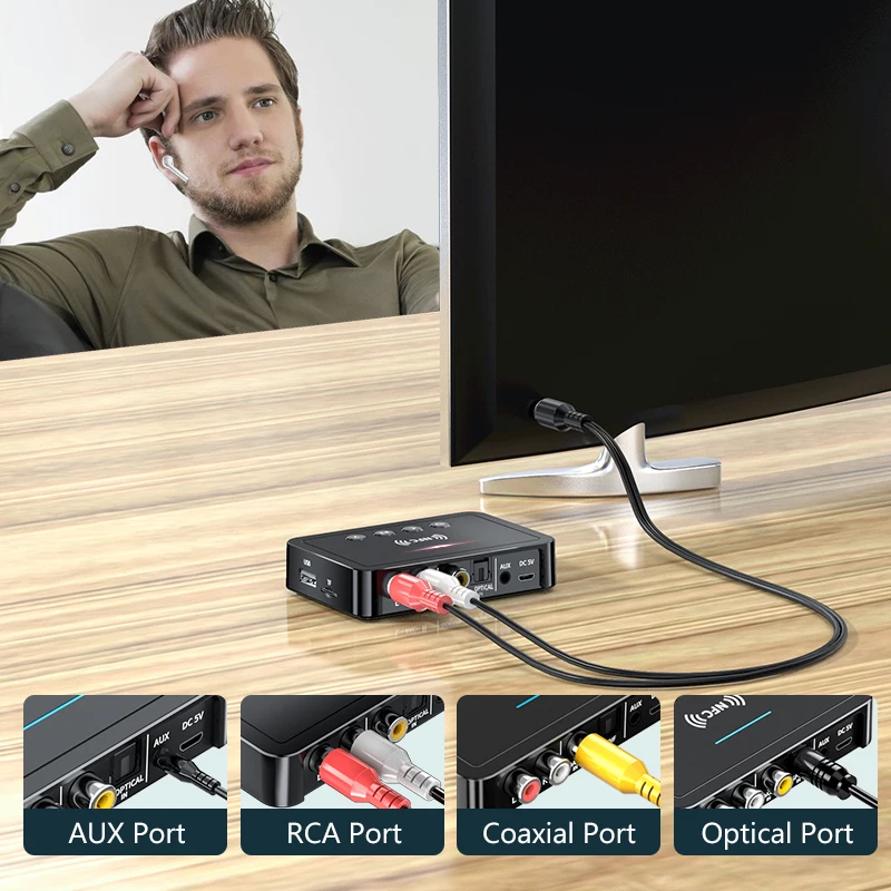 Trasmettitore ricevitore adattatore Wireless Display digitale con telecomando TF u-disk Play Stereo con microfono ottico da 3.5mm Connect per PC TV