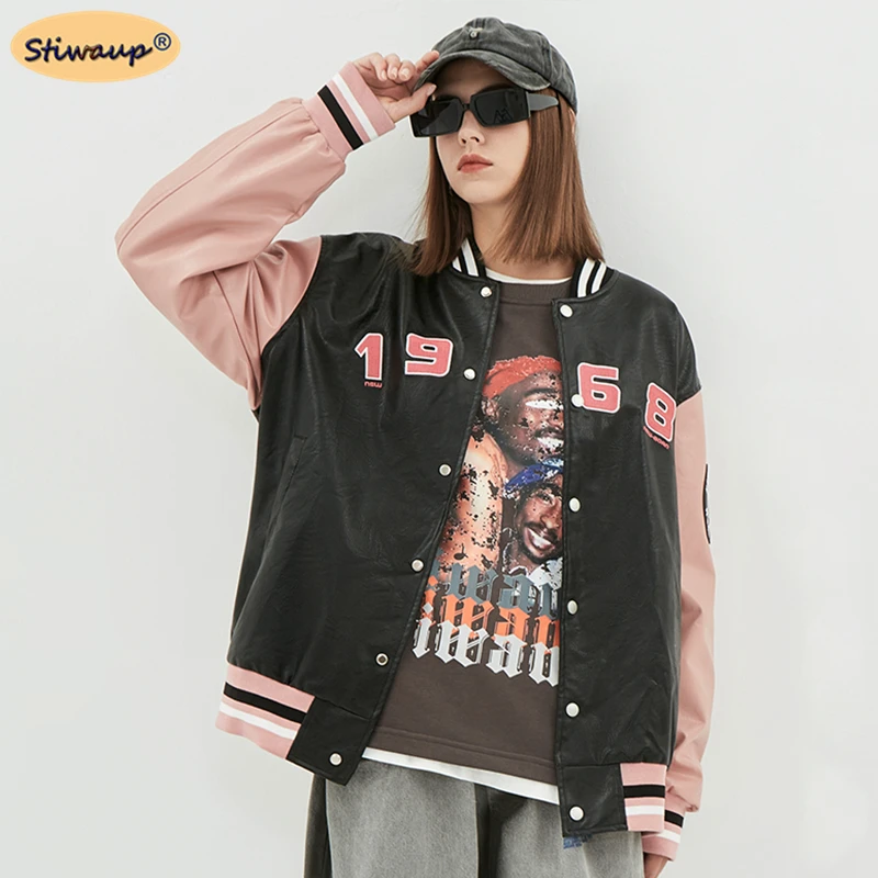 2022 New Spring Women\'s Leather Jacket Autumn PU Street Trend Men\'s Stylish Waterproof Jackets Patchwork Clothes for Teenagers