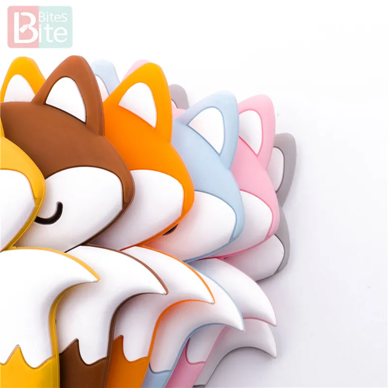 1/5pc Silicone Mini Fox Baby Pacifier Pendants Food Grade Silicone Bead Rodent Animal Baby Teether Tiny Rod Children\'s Goods Toy