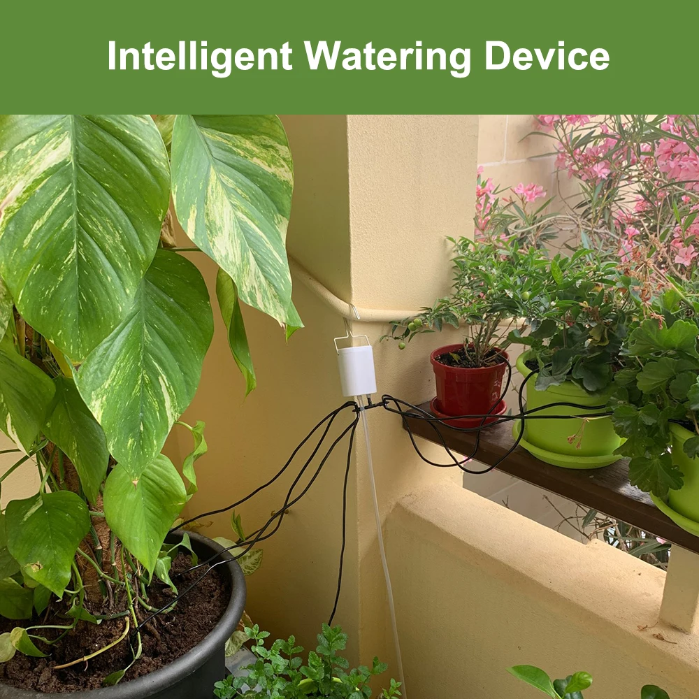 Automatic Watering Pump Controller Timer Watering System Kit 8 Drip Heads Indoor Plants Drip Irrigation Device Intelligent