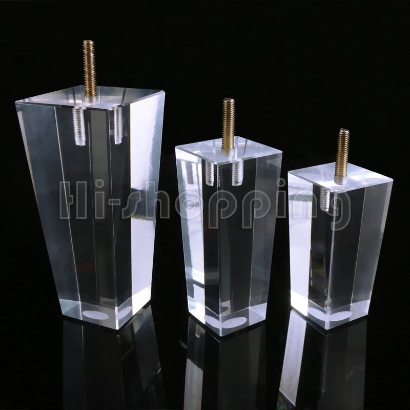 Pieds de meuble en acrylique pour bricolage, verre transparent, bibliothèque, canapé, canapé, table basse, meuble TV, 10 cm, 12 cm, 15cm, 4 pièces