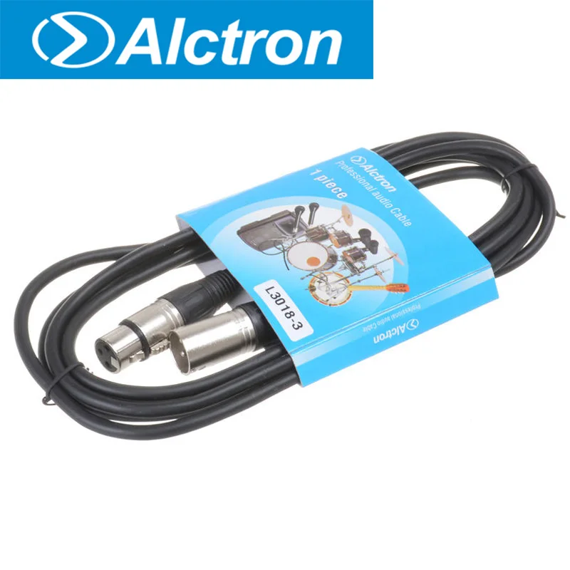 Cable de audio XLR de 3 pines Alctron L3018, compatible con la mayoría de los puertos XLR, utilizado en grabación de estudio, puesta en escena