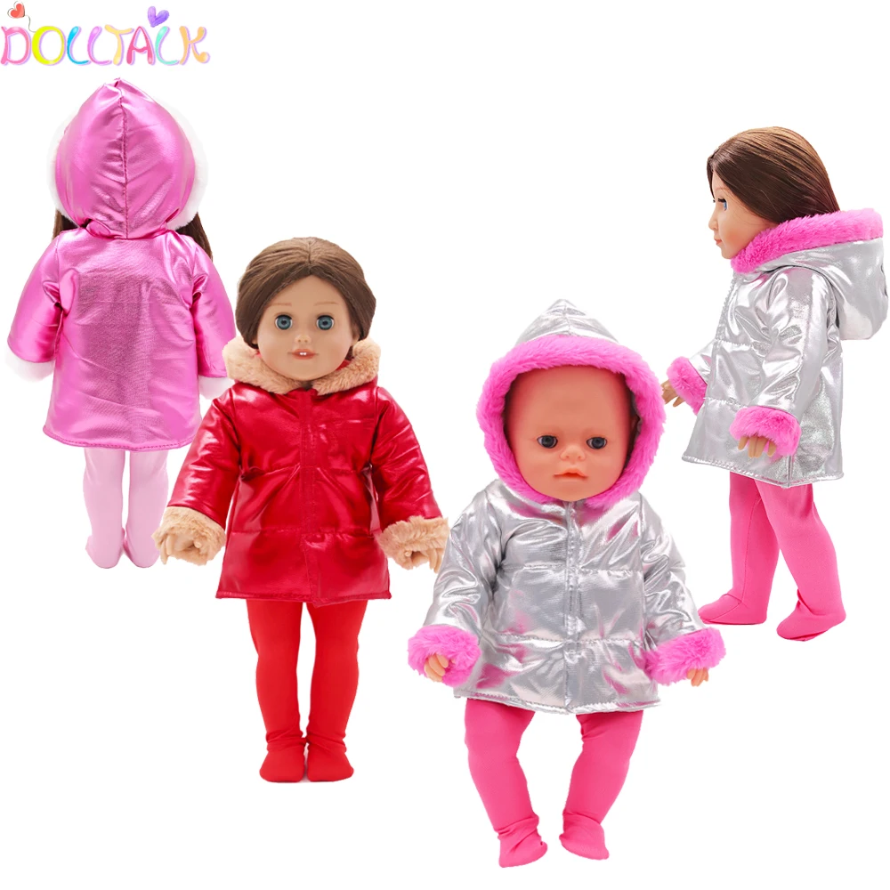 Winter Cotton Doll Clothes For 43cm New Baby Doll Cute Hoodie With Plush Suit Clothes For 18 inch Ameican Our generation Dolls