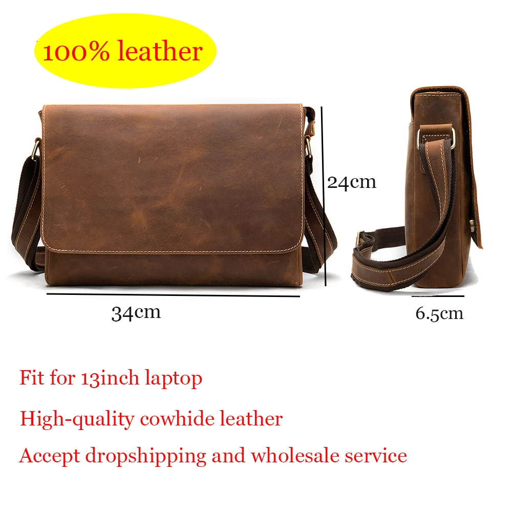 WESTAL Crazy Horse Leather Men\'s Briefcases Laptop Bag Office Bags for Men Cover Messenger Bags Men\'s Leather Bag Computer Bags