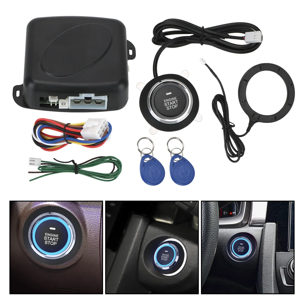 

Car Alarm Keyless Entry Starter Antitheft System One Start Stop Button Entry Ignition Starter Switch Engine Push Button