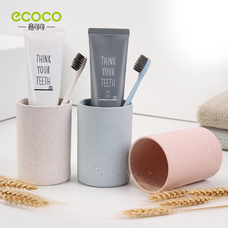 ECOCO Magnetic Suction Cup Toothpaste Toothbrush Holder Wall-Mounted Double Cup Holder Without Perforated Bathroom Accessories