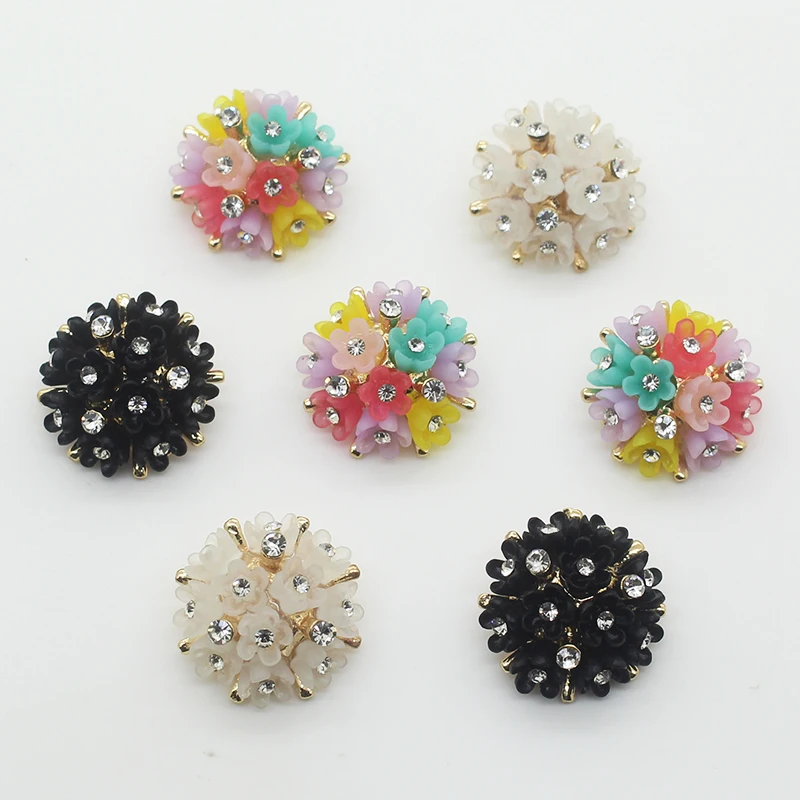 New 21MM 5pcs round beautiful flowers sewing buttons crystal resin gift box decoration clothing accessories DIY small jewelry