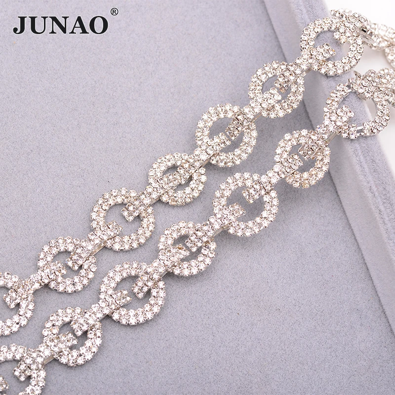 

JUNAO 1 ярд, серебряный цвет, стеклянная стразы, обрезанная цепь, стразы с плоским задним кристаллом, металлическая лента для шитья, стразы