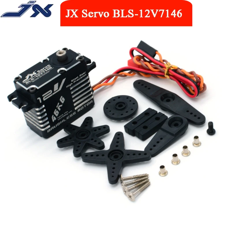 JX Servo BLS-12V7146 46KG 12V HV High Metal Gear Digital Brushless Standard Servo for RC Car Crawler Plane Helicopter Robot