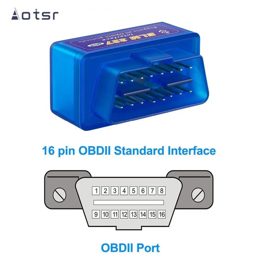 Aotsr-herramienta de diagnóstico automático versión V2.1, escáner OBD2 Elm 327, Mini interfaz Bluetooth, para Radio de Coche Android, V 2,1 OBD 2