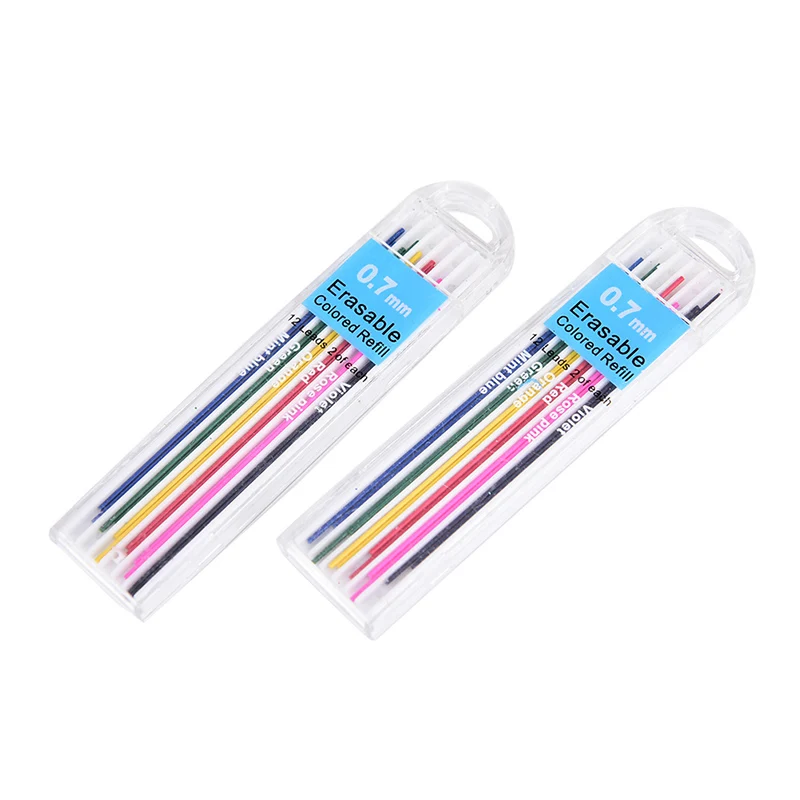 1 Box 0.7mm Color Mechanical Pencil Refill Lead Erasable Student Stationery Refill Practical Pen Stand Fixed Mechanical Refill