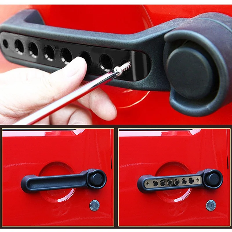 Teil Griff Abdeckung Trim Für Jeep Wrangler JK 2007-2016 Front Tür Aluminium Haltegriff Abdeckung Türgriff Einsatz