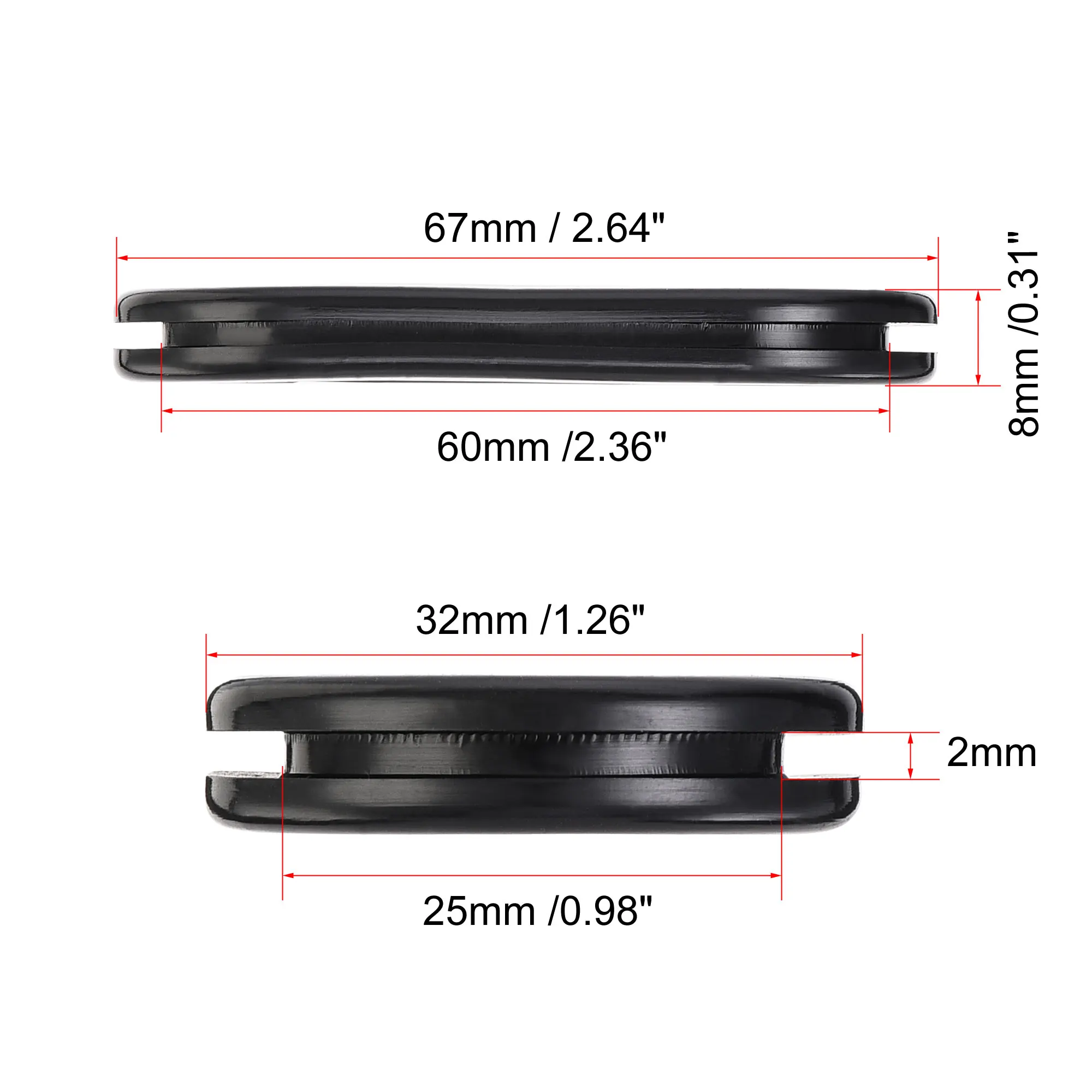 4Pcs Rubber Grommet Oval Double-Sided Mount Size 60 x 25 mm for Wire Protection