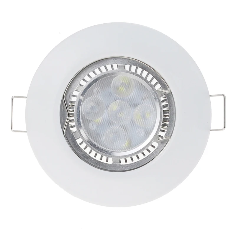 Nickel Chrome White Black Round Recessed LED Ceiling Light Adjustable Frame MR16 GU10 Bulb Fixture Downlight Holder