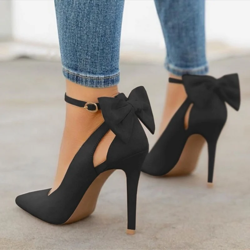 SHY Bow Pumps Women High Heels Pointed Toe Stiletto Pumps Sexy Party Woman Black Wedding Shoes Zapatos Mujer Dropshipping