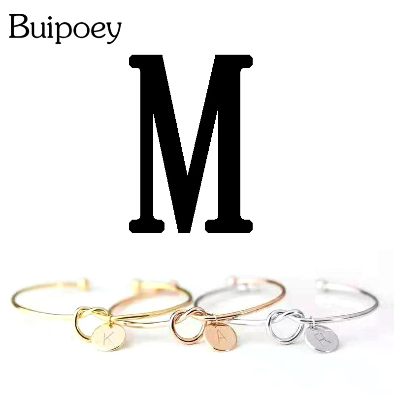 Buipoey Fashion Initial Letter Charm Bracelets For Women Girls Bow-knot Bracelets Bangles Fit Women Men Kids Childed Jewelry