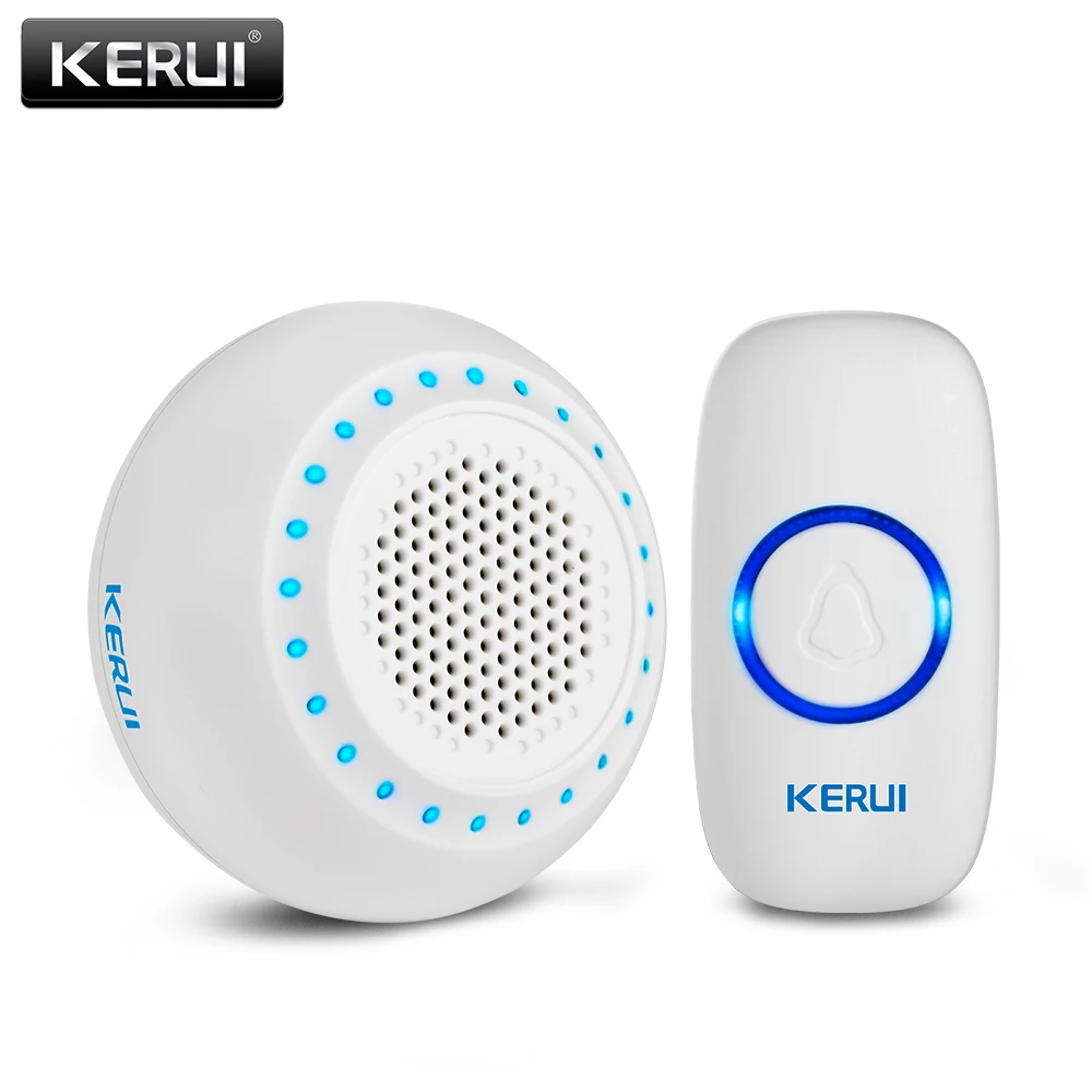 Kerui m523 kit campainha sem fio botão de toque à prova d32 água 32 músicas colorido led luz segurança em casa inteligente sinos campainha alarme