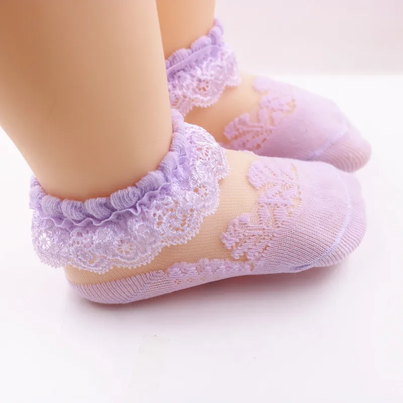 Summer Girl Socks Cute Lace Flower Mesh Newborn Baby Socks Cotton Baby Girl Bowknot Socks Anti Slip Socks