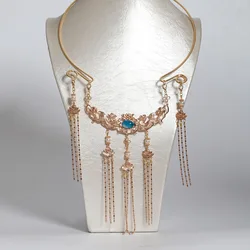 New Ancient Chinese Necklace Wedding Accessoreis Chain Long Tassel Pendant for Women Hanfu Dress Costume Decorative Jewelry