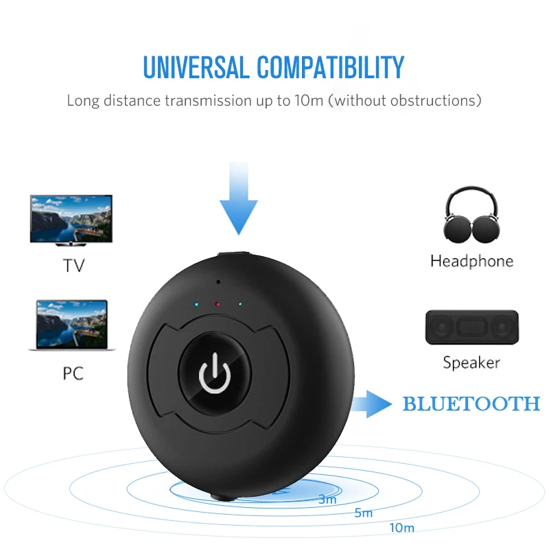 VAORLO Bluetooth 5.0 Audio Transmitter 3.5mm AUX RCA Stereo Latency Rendah Multi point Nirkabel Adaptor Untuk TV PC Lapter dongle